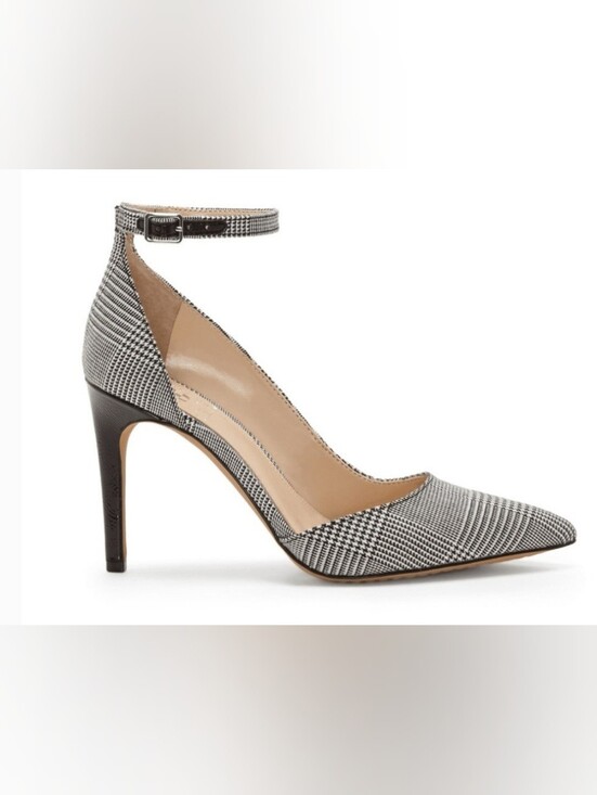Vince Camuto Shoes - New Vince Checkered Ankle-Strap Women’s Pump in Black and White